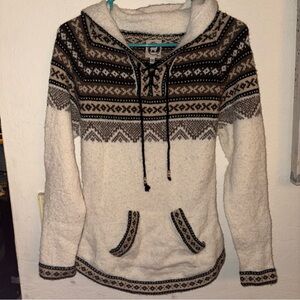 Artesania Alpaca Blend Hooded Sweater Size M Nordic Pattern Excellent Condition